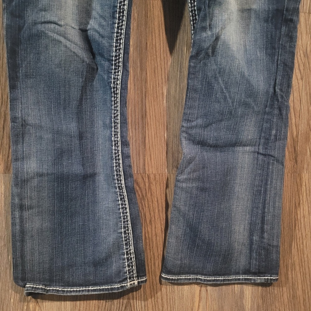 Rock Revival Glade Easy Bootcut Jeans 32 x 29.5 Embellished Rhinestone Pocket - Picture 7 of 14